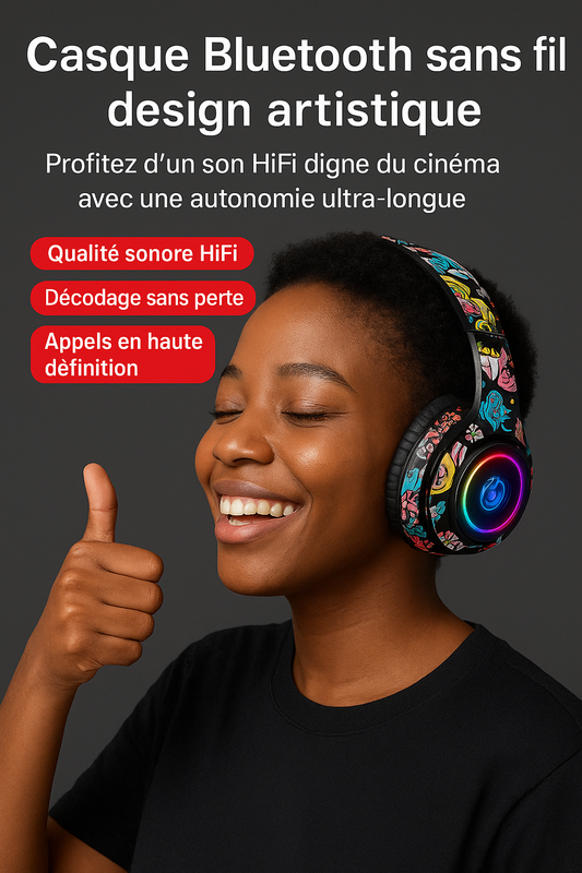 Casque Bluetooth Sans Fil & LED.